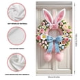 thumbnail image 5 of Easter Pink Bunny Wreath Decorations Spring Wreath Cute Rabbit Garland for Front Door,Artificial Flower Wreath with Plaid Bow Egg for Farmhouse Holiday Wall Home Window Decor, 5 of 5