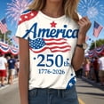 thumbnail image 2 of UngA Women's 250Th America Anniversary Casual Printed T-Shirt Faith 250 Years Patriotic Flag Tee 4Th of July T-Shirts for Women (Beige,L), 2 of 8