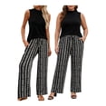 thumbnail image 3 of ZToonmas Women's 2 Piece Outfits Sleeveless Top and Loose Wide Leg Pants Set Casual High Waist Palazzo Pants Suit, 3 of 9