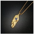 thumbnail image 3 of K-KED Blue Evil Eye Bird Feather Pendant Necklace for Men Women-Gold, 3 of 6