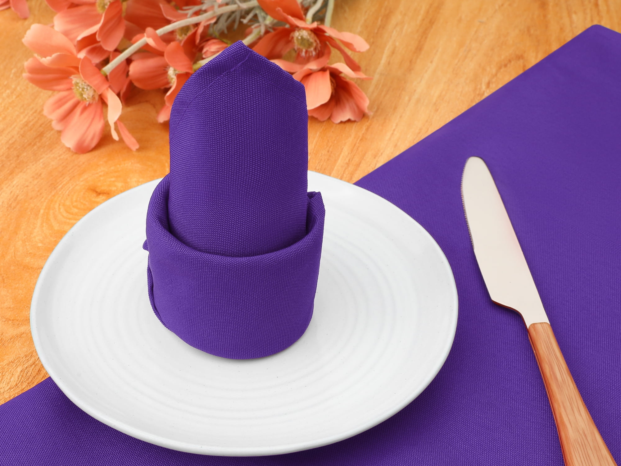 Unique Bargains 6 Pack Polyester Restaurant Cocktail Party Cloth Napkins Dark Purple