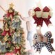 thumbnail image 1 of Lazo de lazo de cuadros con corona navideña - Moño de poliéster navideño de 24x33 pulgadas para adorno del árbol, puerta principal, decoraciones para bodas y fiestas, 1 of 2