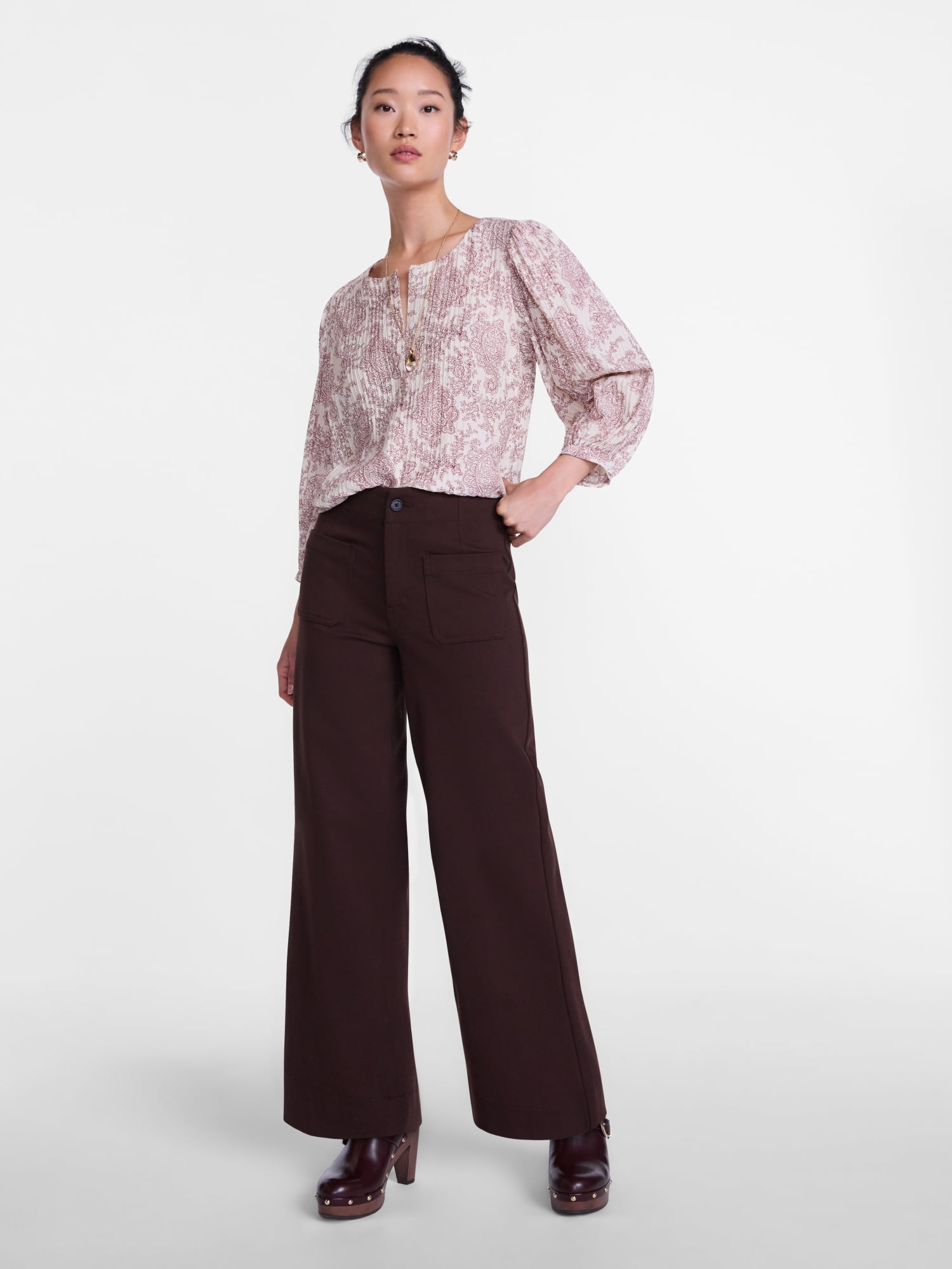 Scenario Women's Patch Pocket Ponte Pants, 28" Inseam, Sizes 0-20