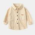 thumbnail image 2 of FAOWME Kids Children Toddler Baby Boys Long Sleeve Gentleman Solid Color Shirt Tops Beige 18-24 Months, 2 of 3