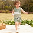 thumbnail image 4 of UAYOTSE Baby Boy Summer Clothes Contrast Color Sleeveless Tops Elastic Waist Shorts Toddler Outfits Cute Set,Sizes 12-18 Months, 4 of 9