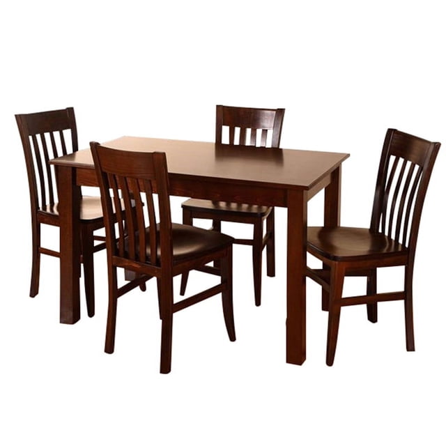 Beechwood Mountain 5 Piece Solid Wood Jacob Dining Set in Walnut