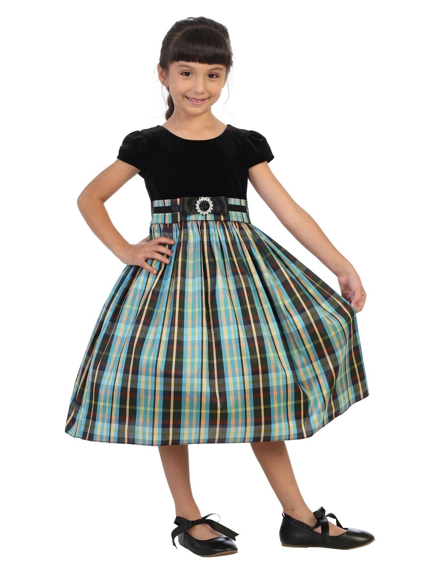girls blue plaid dress