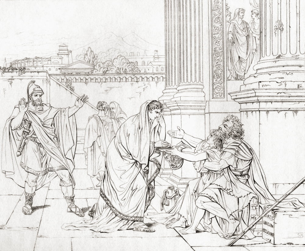 Belisarius Begging For Alms After The Painting By Jacques-Louis David According To Popular Legend Belisarius Reduced To The State Of Blind Homeless Beggar By The Emperor Justinian Flavius Belisarius C