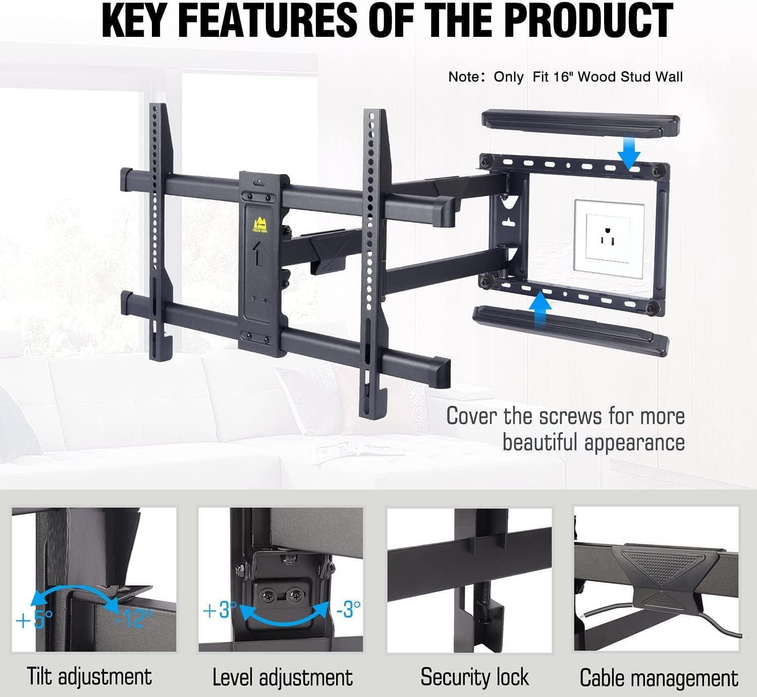 FORGING MOUNT LONG ARM TV MOUNT FOR MOST 37"-75" TVS 30" LONG EXTENSION ARM NEW