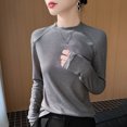 thumbnail image 6 of YOIAVAIOY Women's Mock Turtleneck Shirts, Long Sleeve Mock Neck Pullover Tops Slim Fitted Stretch Undershirt Tee Blouse Dark Gray XL, 6 of 6