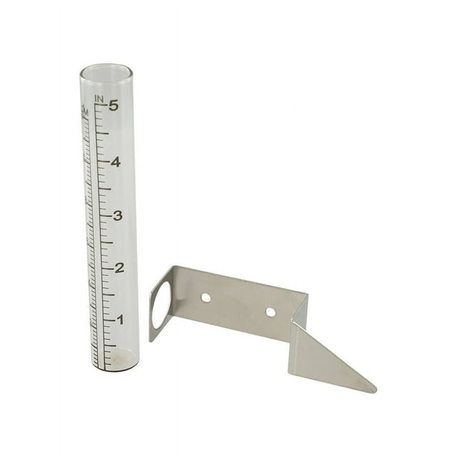 5In Outdoor Glass Rain Gauge with Stainless Steel Holder - Easy To Read