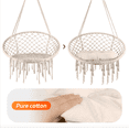 thumbnail image 5 of Macrame Swing Chair, Light Beige Boho Hanging Chair with Cotton Mesh, 330.7 lbs Weight Capacity, Thickened Cushion for Comfort, Easy Assembly for Indoor and Outdoor Use., 5 of 8