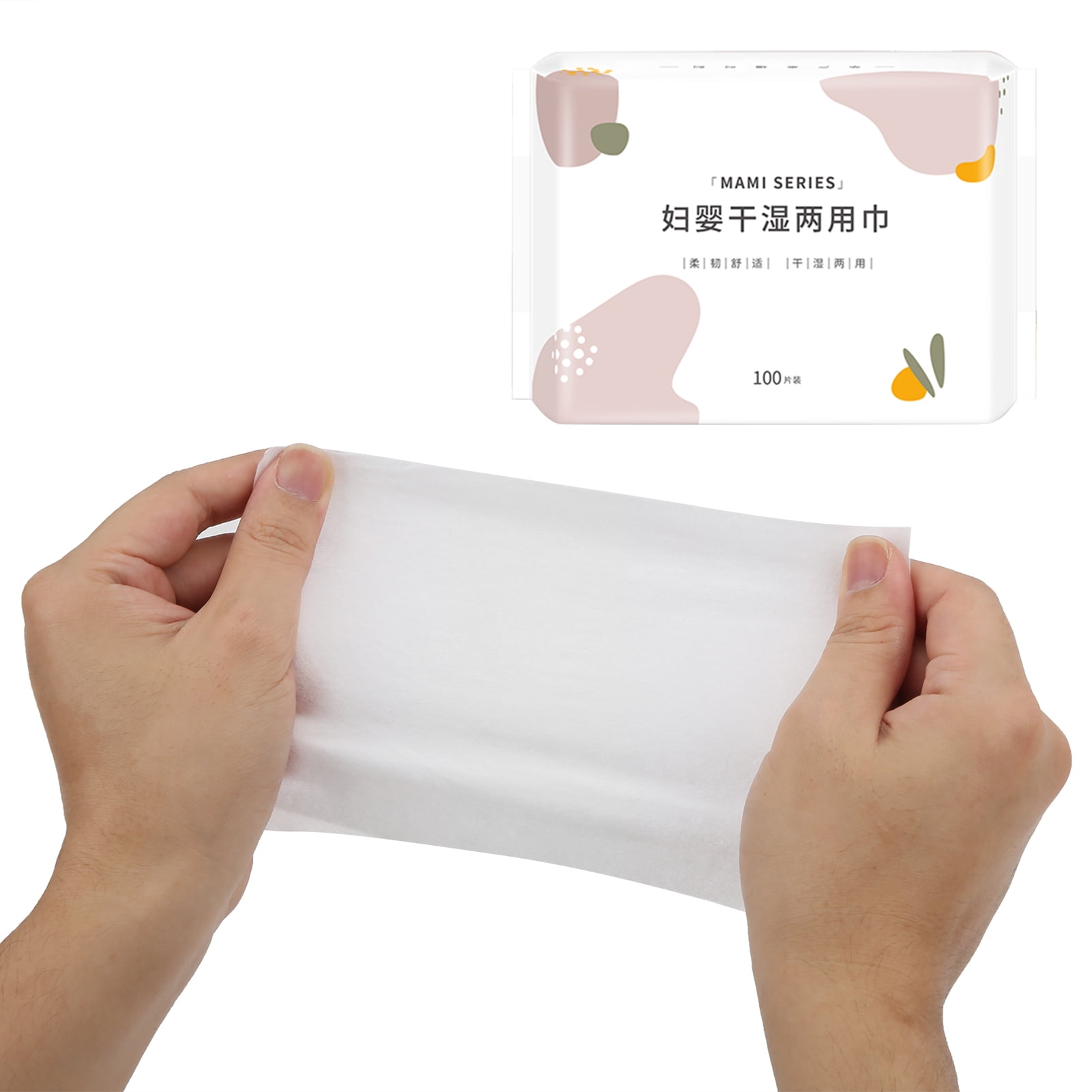 Henmomu Facial Tissue,Baby Use Tissue,100 Sheets Baby Dry Wipes Non‑Woven Fabric Dry Wet Use Facial Disposable Face Towel