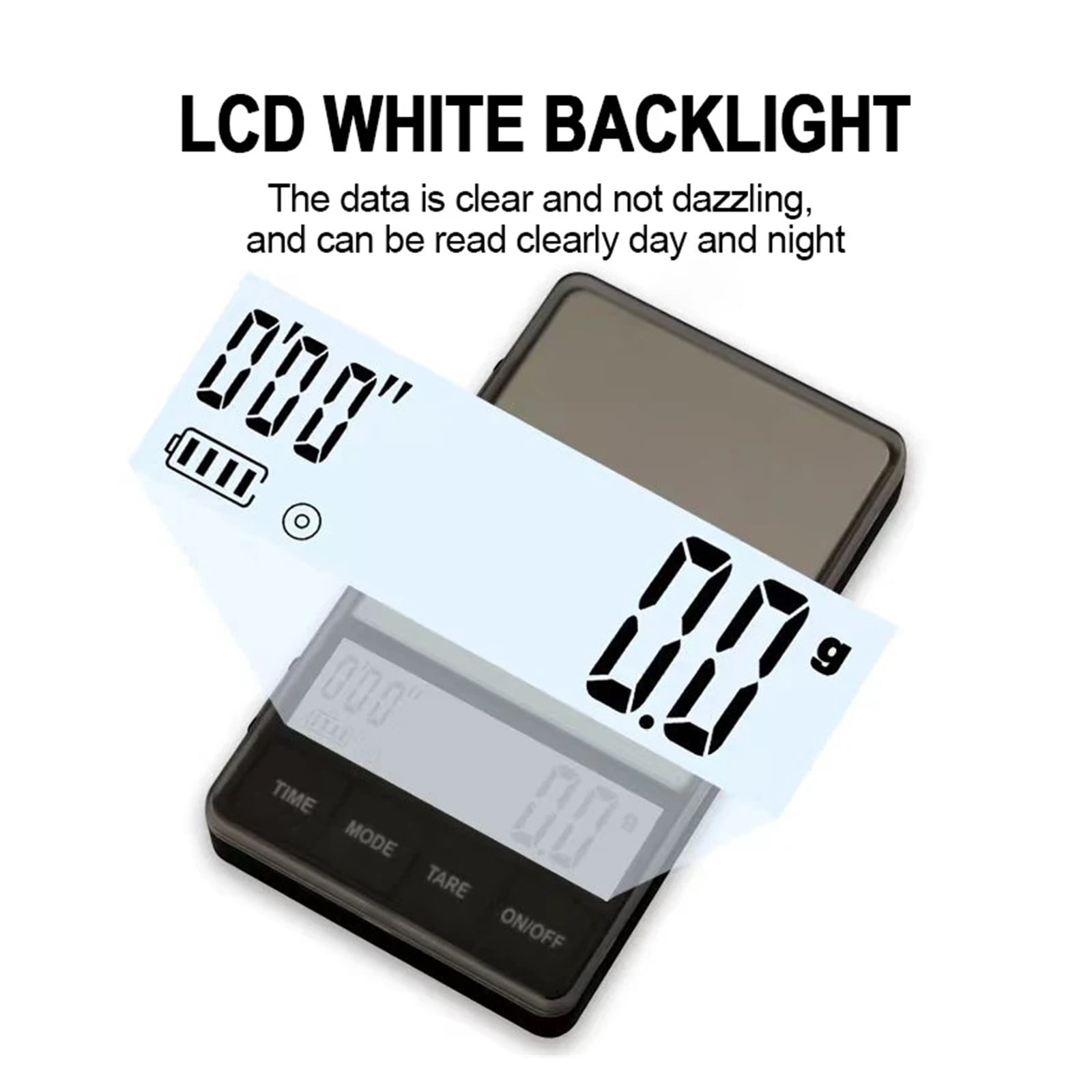 LCD Digital Timing Coffee Scale, 1Kg/0.1g Pocket Small Household Electronic Gram Scale, Jewelry Multifunctional Weighing Scale ,Smart Design
