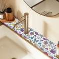 thumbnail image 2 of Yayeee Faucet Mat for Kitchen Sink 14.7" Diatomite Long Splash Guard Pad, Purple Doodle Pattern, 2 Pack, 2 of 7