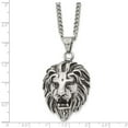 thumbnail image 5 of Stainless Steel Curb Necklace with Pendants Chain Chisel Antiqued and Polished Small Lion Head Pendant on a 24 inch 28.37 mm, 5 of 5