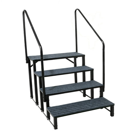 Goxfaca 440lb RV Stairs 4 Steps RV Stairs Rails Carbon Steel RV Trailer Camper with 2 Handrails High Load-Bearing Capacity Steps