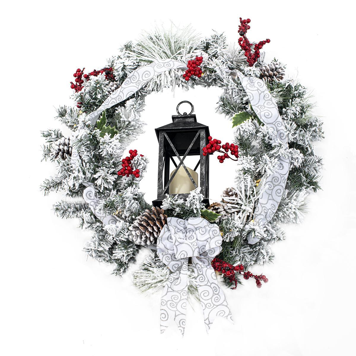 Quality Craft Prelit White Christmas Wreath