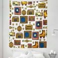 thumbnail image 1 of Vintage Tapestry, 90s Theme with Old Style House Devices Roller Skate Shoes Fun Dance Style Retro Pattern, Fabric Wall Hanging Decor for Bedroom Living Room Dorm, 5 Sizes, Mustard, by Ambesonne, 1 of 1