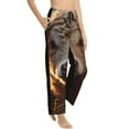 thumbnail image 2 of Uemuo Sunset Sunflower Small Cow Pattern Women's Wide Leg Palazzo Lounge Pants with Pockets Light Weight Loose Comfy Casual Pajama Pants-Large, 2 of 9