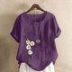 thumbnail image 2 of Camiseta suelta informal de verano con cuello redondo y manga corta con estampado de flores para mujer OAVQHLG3B Store  lin121212, 2 of 4
