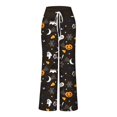 thumbnail image 4 of YDFCWXW Halloween Pajama Pants for Women Pumpkin Print Elastic Waist Wide Leg Comfy Cute Sweatpants Black, S, 4 of 5