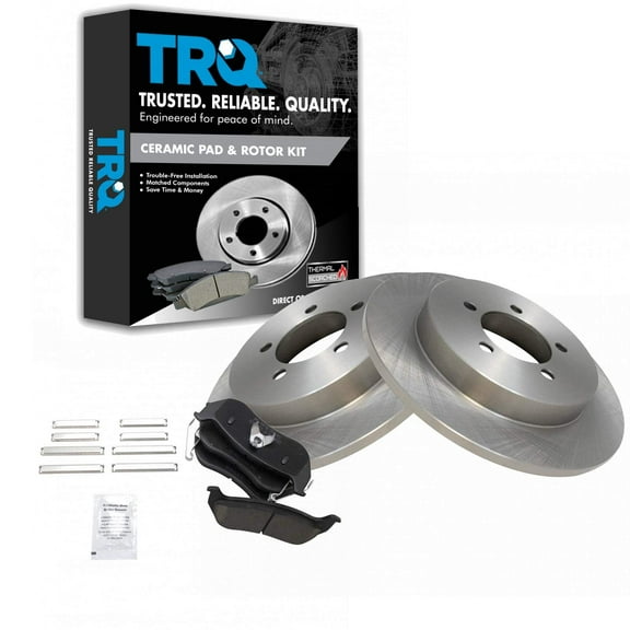 TRQ Rear Brake Pad & Rotor Kit Brake Pads Brake Rotor Ceramic Fits Select 2006-2010 Ford Explorer 2007-2010 Explorer Sport Trac Mercury Mountaineer
