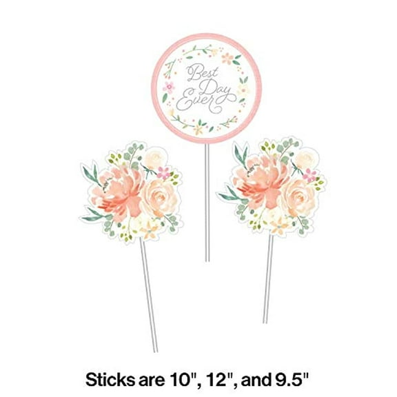 Creative Converting 340076 Country Floral Wedding Centerpiece Sticks, 3 Count