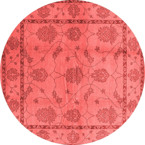 Ahgly Company Indoor Round Oriental Red Industrial Area Rugs, 5' Round
