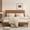 Orange Brown, variant on Frostbloom Queen Size Faux Leather Platform Bed Frame with Adjustable Headboard, Orange Brown