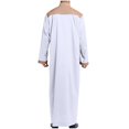 thumbnail image 4 of safuny Fashion Solid Color Henley Shirts Islamic Thobe for Men Kaftan Muslim Long Robe Pockets Stand Collar Button Fall Long Sleeve Long Gown Thobe Workout Clearance White L, 4 of 4