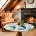 thumbnail image 3 of Ocean Marine Life Seahorse Round Fitted Tablecloth with Elastic Edge,Waterproof Table Cloth Fits Tables Up to 55"-60",Wipeable Washable Table Cover for Indoor Outdoor Dinning,Vintage Nautical Theme, 3 of 9