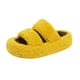 thumbnail image 2 of Pantuflas de mujer con suela gruesa y alza, color amarillo, doble tira con letras, estilo moderno para otoño e invierno, cómodas, talla 37 Rkxzt, 2 of 9
