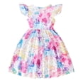 thumbnail image 3 of Toddler Girl Dress Casual Flutter Sleeve Little Girls Baby Sundress Kids Birthday Party Dresses 1-8 Years, 3 of 9