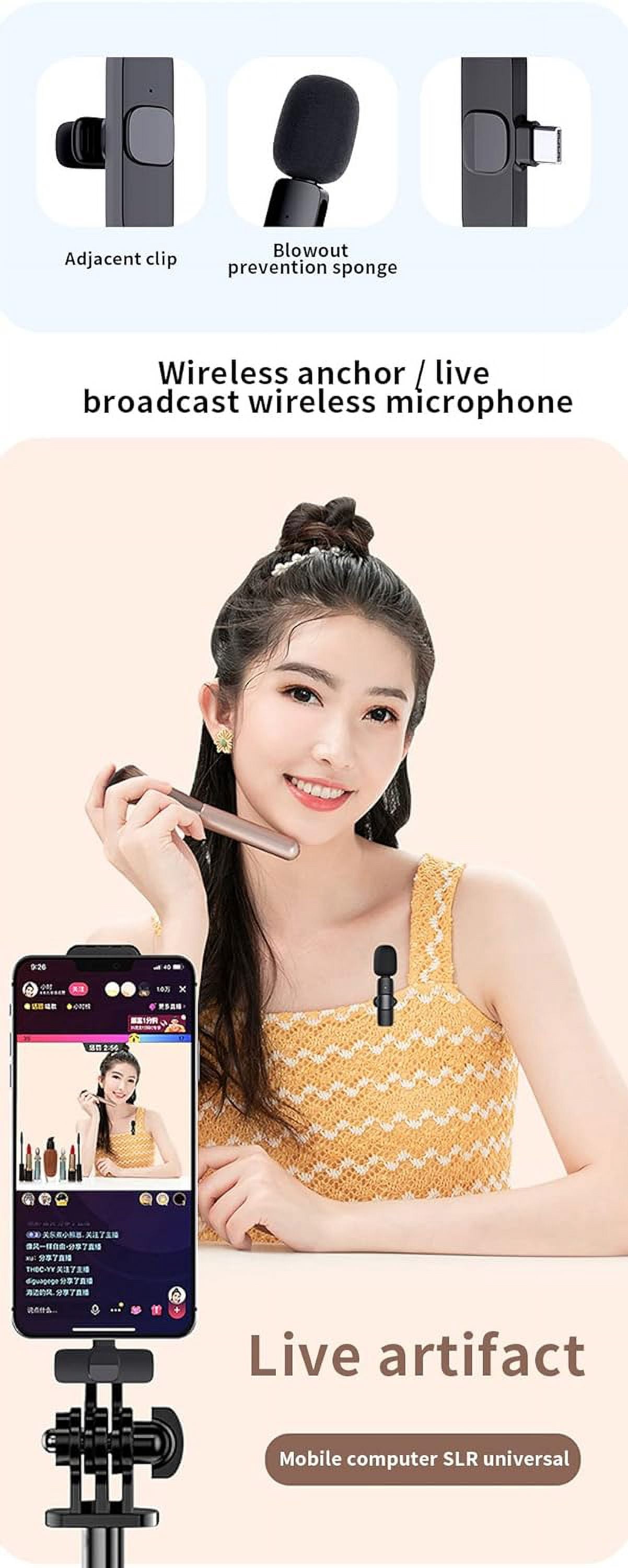 Tianle 2 Pack Wireless Lavalier Microphone for iPhone iPad, Wireless Mic Clip on Lapel Microphone for iPhone Laptop Video Recording, Live Stream, YouTube, Facebook, TikTok, Interview
