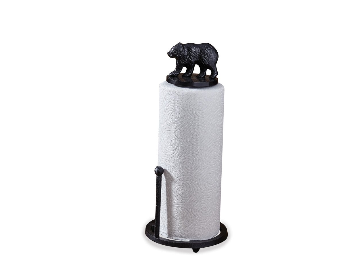 Cast Black Bear Paper Towel Holder