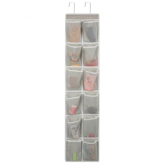 Over the Door 12 Pocket Hanging Shoe Organizer Gray