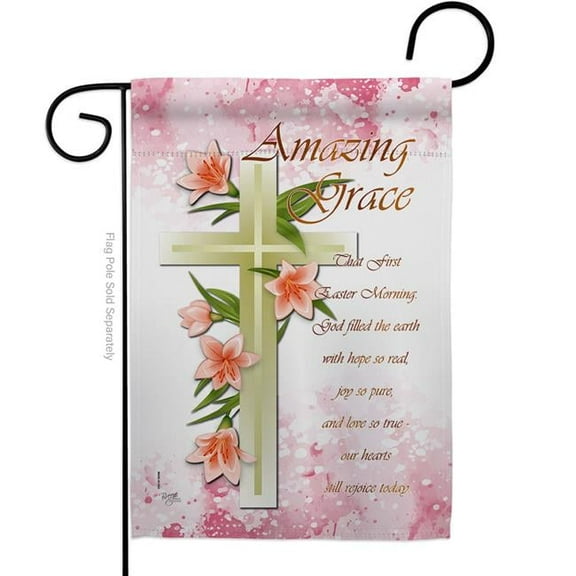 Breeze Decor G153063-BO Amazing Grace Garden Flag Religious Bible Verses 13 x 18.5 in. Double-Sided Decorative Vertical Flags for House Decoration Banner Yard Gift