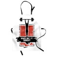 thumbnail image 1 of Fitness Apron Bodybuilder and Huge Barbell Silhouettes Icon of Posing Athlete Weights Lift, Unisex Kitchen Bib Apron with Adjustable Neck for Cooking Baking Gardening, Red Black White, by Ambesonne, 1 of 3