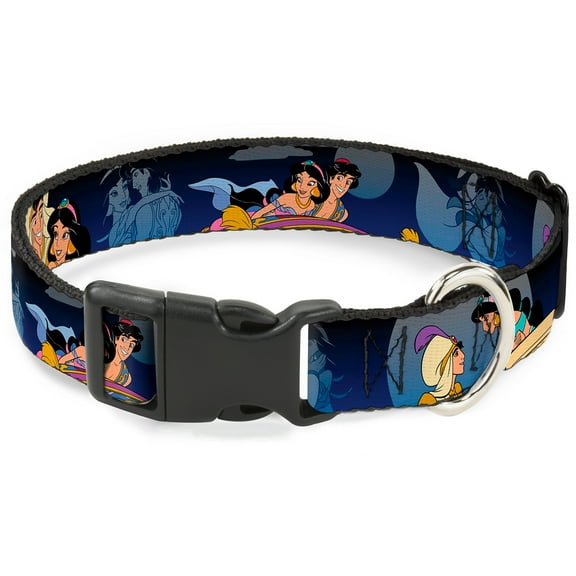 Disney Pet Collar, Dog Collar Plastic Buckle, Aladdin Jasmine Scenes, 20 to 31 Inches 1.5 Inch Wide