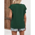 thumbnail image 5 of Camiseta de manga corta con cuello en V para mujer, blusa de manga corta con volantes y botones elegantes a la moda, 5 of 5
