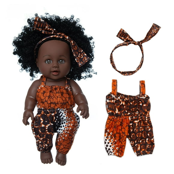 IROINID Toys Games Kids,Christmas Decorations,Baby Toys Clearance,Novelty Gag Toys for Girls Boys,Christmas Gifts for Kids,Black Black Baby Cute Curly Hair Lace Skirt 12INCH Vinyl Baby Toy
