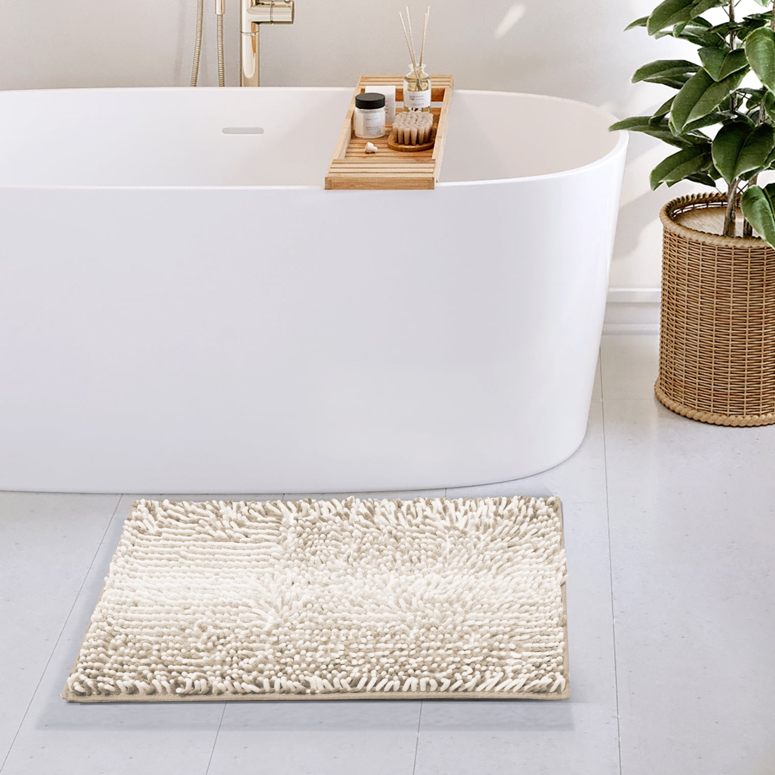 Lammaloe Chenille Bathroom Rugs Non Slip Bath Mat, 24×36 Ultra Absorbent, Bath Mats for Bathroom, Rose