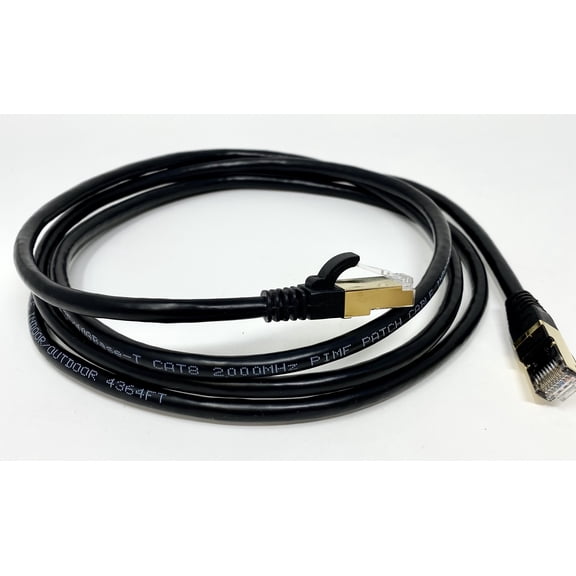 RiteAV - Cat8 Indoor/Outdoor, High Speed, Heavy Duty Ethernet Cable, UV Resistant, Weatherproof, S/FTP, 40Gbps, 2000 MHz, Gold Plated RJ45 Connectors for Modem/Router/Gaming - 3FT