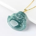 thumbnail image 4 of Natural Blue Jadeite Burmese Jade Maitreya Pendant Necklace Jewelry, 4 of 6