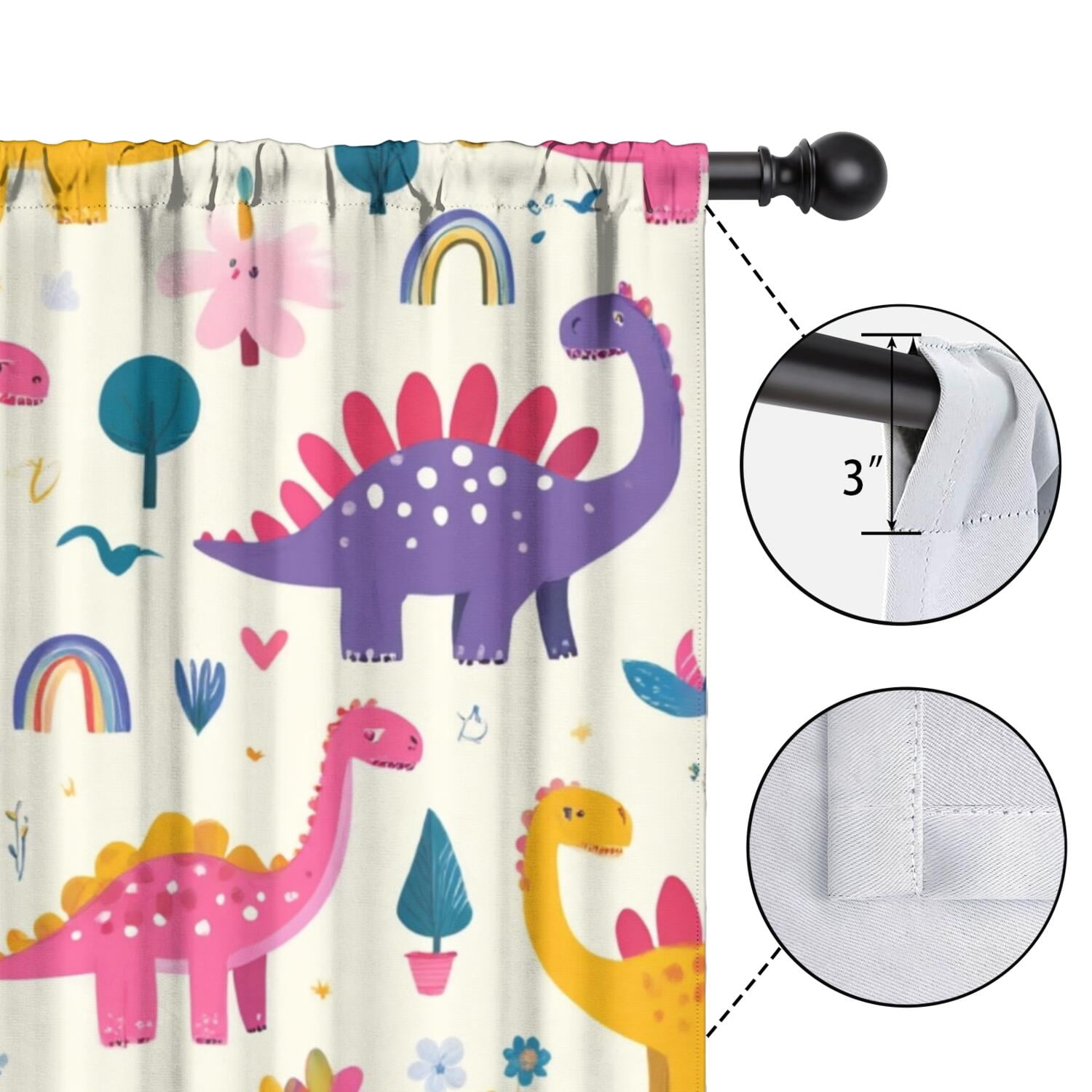 Blackout Kids Curtains,Cute Dinosaur Pattern Childrens Insulated Curtains Set Of 2,Bedroom Essentials,Toddler Room Decor 42x63in(106x160cm)
