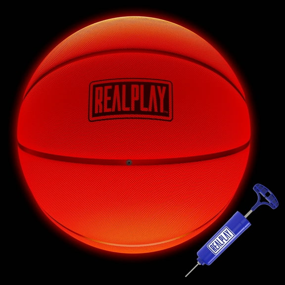 RealPlay Light Up Basketball Indoor and Outdoor Basketball with Rechargeable LED Lights, Orange