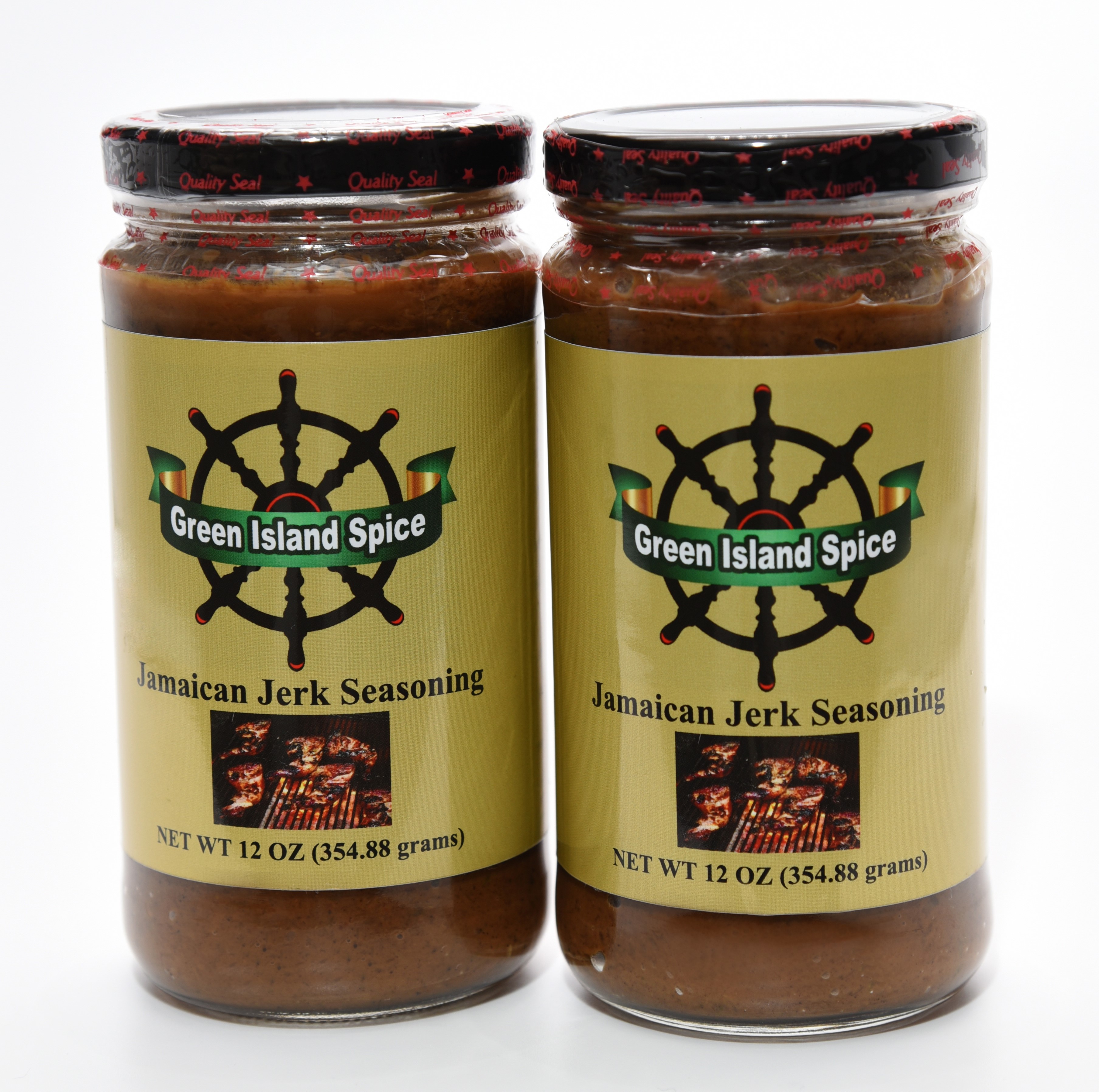 Green Island Spice Jamaican Jerk Seasoning Authentic Hot & Spicy 12 Ounce (Pack of 2)