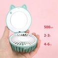 thumbnail image 3 of Mini ventilador cosmético, espejo de luz led, espejo de maquillaje portátil de mano con dibujos animados Verde Zulema Ventilador de espejo de vanidad, 3 of 8