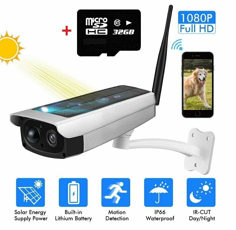 Outdoor Solar Wireless WiFi 1080P HD Security CCTV Camera Waterproof Night Visio